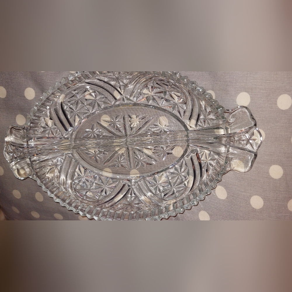 Anchor Hocking Stars And Bars Vintage Clear Glass Serving Platter
